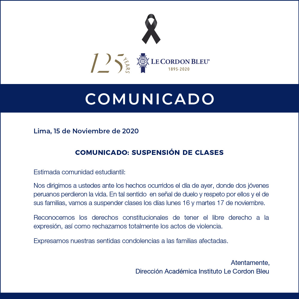 COMUNICADO: SUSPENSIÓN DE CLASES